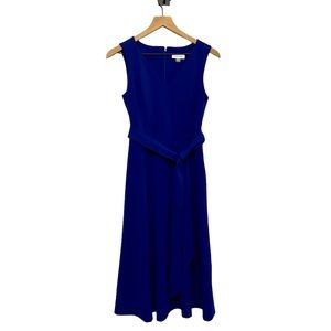 Royal blue Calvin Klein belted v-neck midi dress size 4.